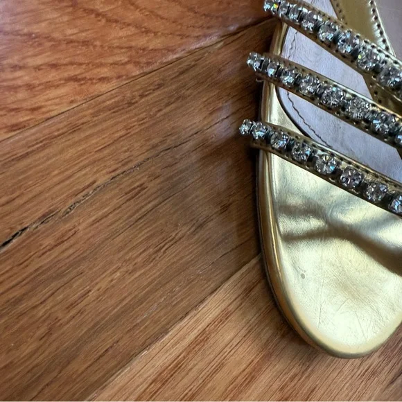 Pre-owned Miu Miu Gold Crystal Embellished Heels 38.5 - Picture 9 of 13